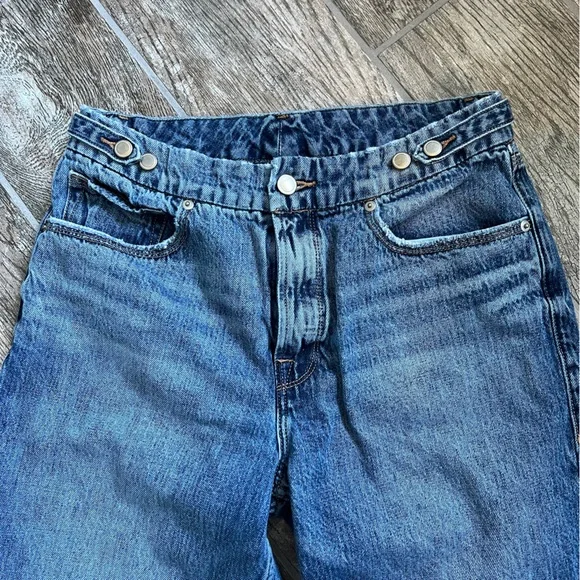 Good American Straight Wide Leg Distressed Jeans, Raw Hem, High Waist, Women 26 - Picture 2 of 10